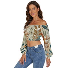 Long Sleeve Crinkled Weave Crop Top 