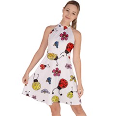 Sleeveless Halter Neck A-Line Dress 