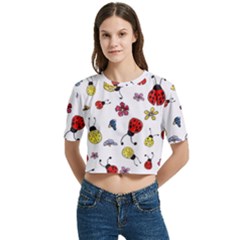 Women s Round Neck Short Sleeve Crop Top 