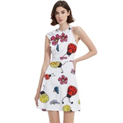 Cocktail Party Halter Sleeveless Dress With Pockets 