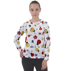 Seamless Pattern Nature Flowers Women s Long Sleeve Raglan T