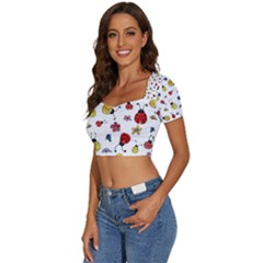 Short Sleeve Square Neckline Crop Top  