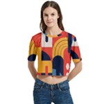 Abstract Pattern Design Women s Round Neck Short Sleeve Crop Top