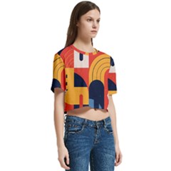 Women s Round Neck Short Sleeve Crop Top 