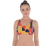 Abstract Pattern Design Cross String Back Sports Bra