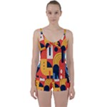 Abstract Pattern Design Tie Front Two Piece Tankini