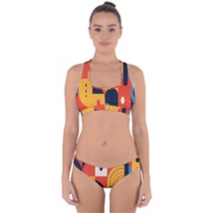 Abstract Pattern Design Cross Back Hipster Bikini Set from ArtsNow.com