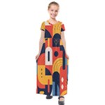 Abstract Pattern Design Kids  Short Sleeve Maxi Dress