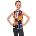 Abstract Pattern Design Kids  Sleeveless Polo T-Shirt