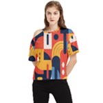 Abstract Pattern Design One Shoulder Cut Out T-Shirt