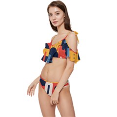 Ruffle Edge Tie Up Bikini Set	 