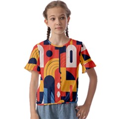 Kids  Cuff Sleeve Scrunch Bottom T-Shirt 