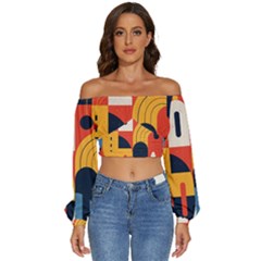 Long Sleeve Crinkled Weave Crop Top 