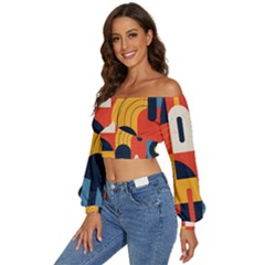 Long Sleeve Crinkled Weave Crop Top 