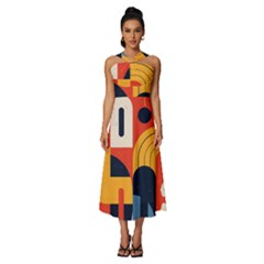 Sleeveless Cross Front Cocktail Midi Chiffon Dress 