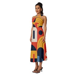 Sleeveless Cross Front Cocktail Midi Chiffon Dress 