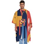 Abstract Pattern Design Men s Hooded Rain Ponchos