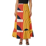 Abstract Pattern Design Tiered Ruffle Maxi Skirt