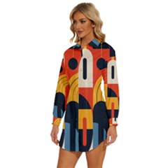 Womens Long Sleeve Shirt Dress 