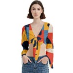 Abstract Pattern Design Trumpet Sleeve Cropped Top