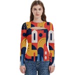 Abstract Pattern Design Women s Cut Out Long Sleeve T-Shirt