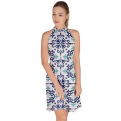 Sleeveless Halter Neck A-Line Dress 