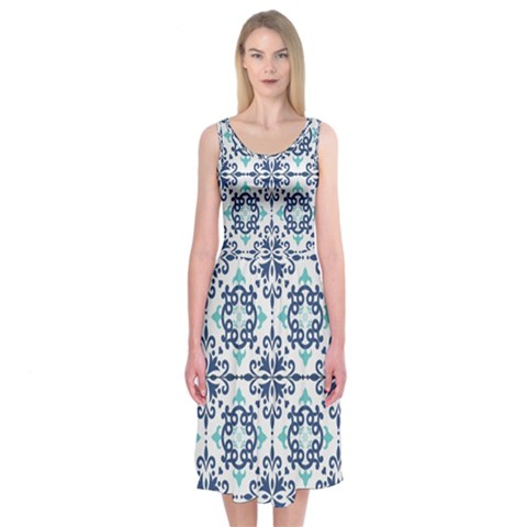 Tiles Abstract Pattern Texture Design Midi Sleeveless Dress from ArtsNow.com