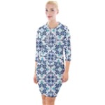 Tiles Abstract Pattern Texture Design Quarter Sleeve Hood Bodycon Dress