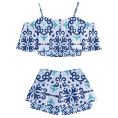 Kids  Off Shoulder Skirt Bikini 