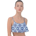 Tiles Abstract Pattern Texture Design Frill Bikini Top