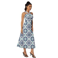 Sleeveless Cross Front Cocktail Midi Chiffon Dress 