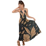 Background Pattern Leaves Texture Backless Maxi Beach Dress