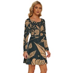 Long Sleeve Wide Neck Velvet Dress 