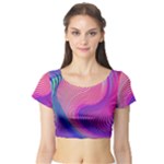 Swirl Twirl Design Pattern Purple Short Sleeve Crop Top