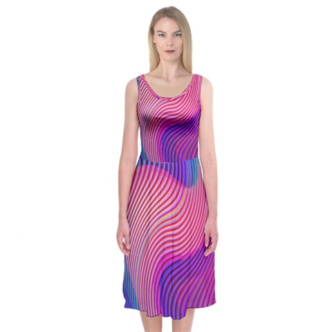 Swirl Twirl Design Pattern Purple Midi Sleeveless Dress from ArtsNow.com