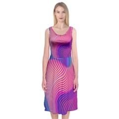 Swirl Twirl Design Pattern Purple Midi Sleeveless Dress from ArtsNow.com