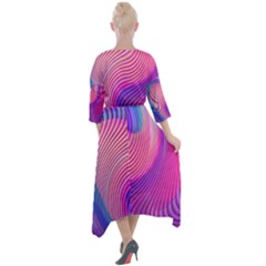 Quarter Sleeve Wrap Front Maxi Dress 