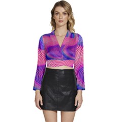 Long Sleeve Tie Back Satin Wrap Top 