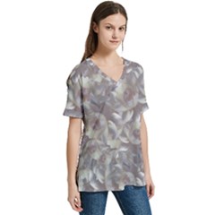 V-Neck Split Shoulder Casual T-Shirt 