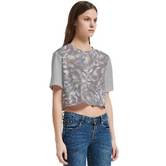 Women s Round Neck Short Sleeve Crop Top 