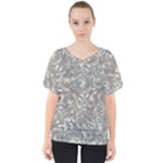 Fantasy floral random pattern V-Neck Dolman Drape Top