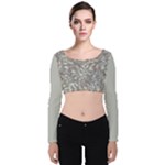 Fantasy floral random pattern Velvet Long Sleeve Crop Top