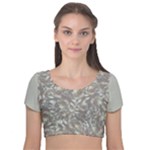 Fantasy floral random pattern Velvet Short Sleeve Crop Top 