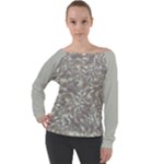 Fantasy floral random pattern Off Shoulder Long Sleeve Velour Top