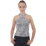 Fantasy floral random pattern Cross Neck Velour Top