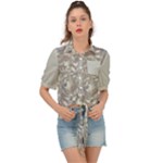 Fantasy floral random pattern Tie Front Shirt 