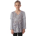 Fantasy floral random pattern Kids  V Neck Casual Top