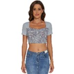 Fantasy floral random pattern Short Sleeve Square Neckline Crop Top 