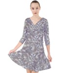 Fantasy floral random pattern Quarter Sleeve Front Wrap Dress