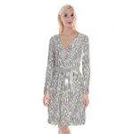 Fantasy floral random pattern Long Sleeve Velvet Front Wrap Dress